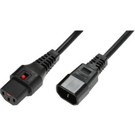 IEC Lock PC1022 - Câble (3 m, connecteur mâle/connecteur femelle, coupleur C14, coupleur C13, H05VV-F, noir)