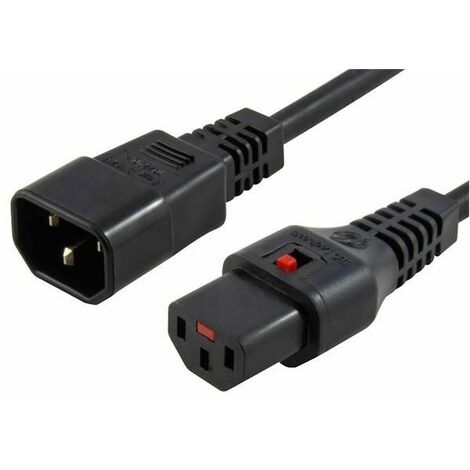 IEC LOCK PC1024 - Câble (1 m, Connecteur mâle / Connecteur femelle, Coupleur C14, Coupleur C13, H05VV-F, Noir)