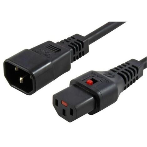 IEC LOCK PC1024 - Câble (1 m, Connecteur mâle / Connecteur femelle, Coupleur C14, Coupleur C13, H05VV-F, Noir)