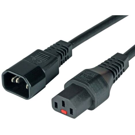 IEC LOCK PC1024 - Cavo (1 m, connettore maschio / connettore femmina, accoppiatore C14, accoppiatore C13, H05VV-F, nero)