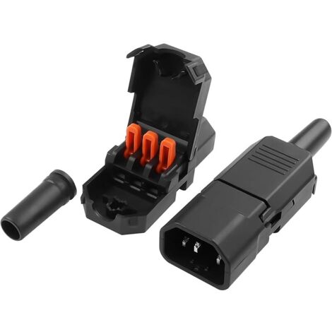 IEC320 Fiche C13 C14 2 pièces 250 V 10 A AC 3 broches C13 Prise C14 Prise d'alimentation réutilisable Connecteur (C13+C14)