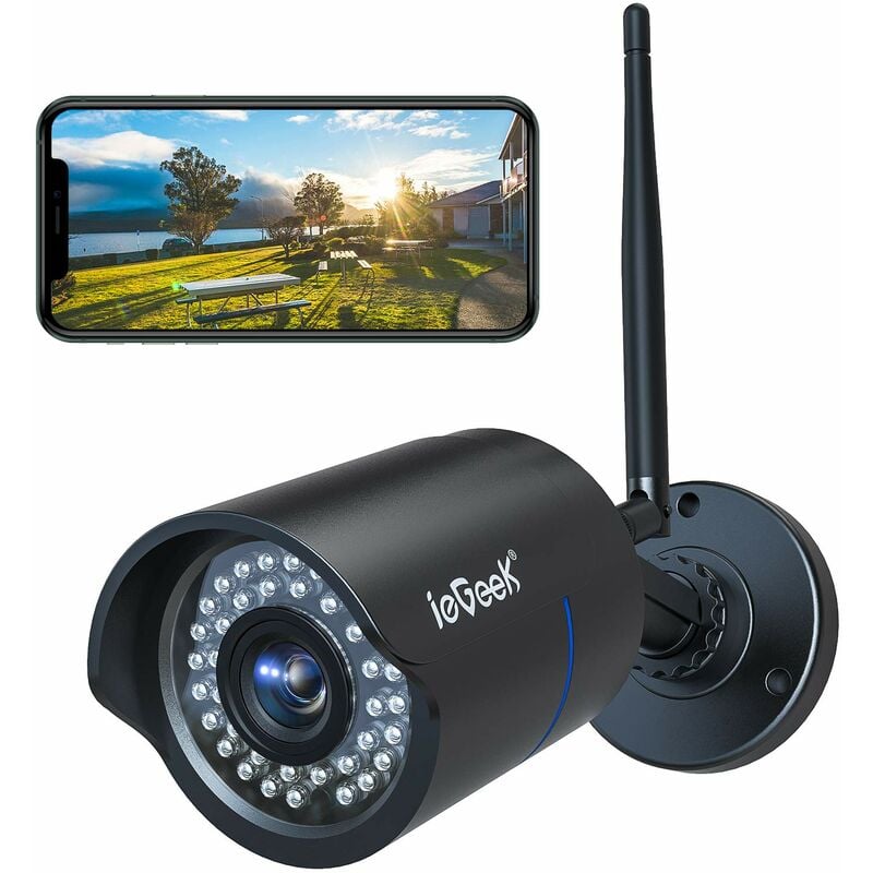 1080P hd Caméra Surveillance WiFi 1080P Caméra ip Extérieur IP66 Vision Nocturne - black - Iegeek