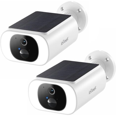 iegeek 2 pcs caméra de surveillance Wi-Fi sans fil 2K - caméra solaire extérieure IP66, panneau solaire intégré, couleur de vision nocturne, détection PIR S1