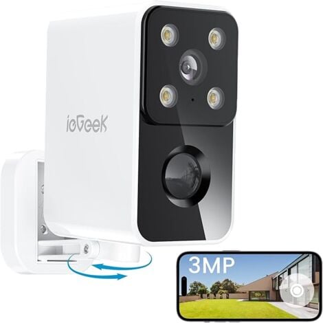 ieGeek 2K 3MP Rotation Camera de Surveillance WiFi Exterieure sans Fil, avec détecteur de mouvement IP