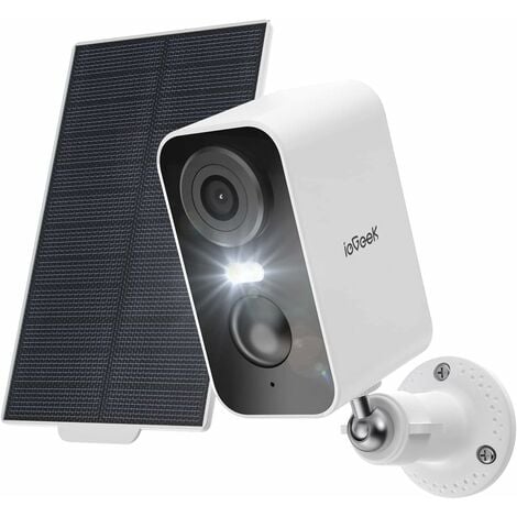 ieGeek 2K Caméra Solaire, Vision Nocturne Couleur, AI Détection Mouvement, Audio Bidirectionnel, Alexa/IP65,Blanc