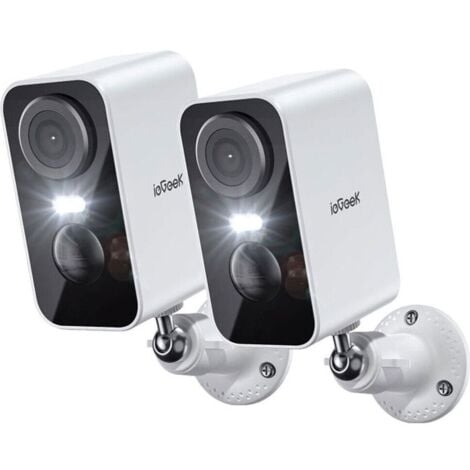 ieGeek 2K Caméra Surveillance 2PCS WiFi Exterieure sans Fil Batterie Vision Nocturne Couleur PIR Détection Audio IP65