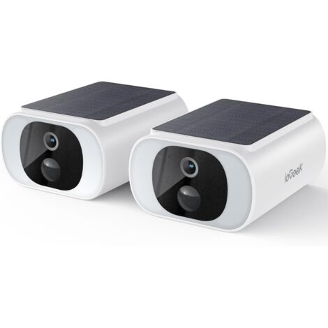 iegeek 2K Security Outdoor Monitoring Camera, Batterie, eingebaute Solarpanel 2.4GHz Outdoor Solar Monitoring Camera, Farbe Nachtsicht, PIR Bewegungserkennung, Alexa, Bidirektionales Audio (weiß, 2 St