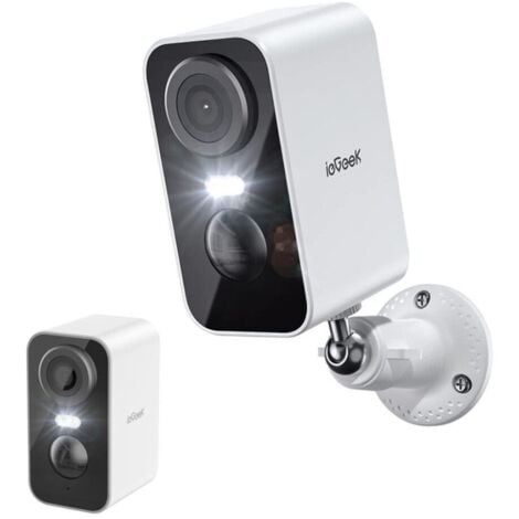 SRIHOME ieGeek 2K Telecamera Wi-Fi Batteria Senza Fili,Visione Notturna a Colori, Rilevamento Persona, Sirena,IP65,Audio,SD/Cloud