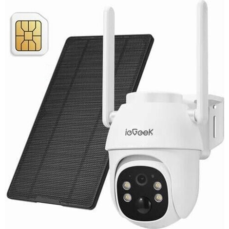 ieGeek 3G/4G Caméra Surveillance Exterieure avec Carte SIM 2K LTE Camera Solaire sans Fil avec 3W Panneau Solaire, Blanc