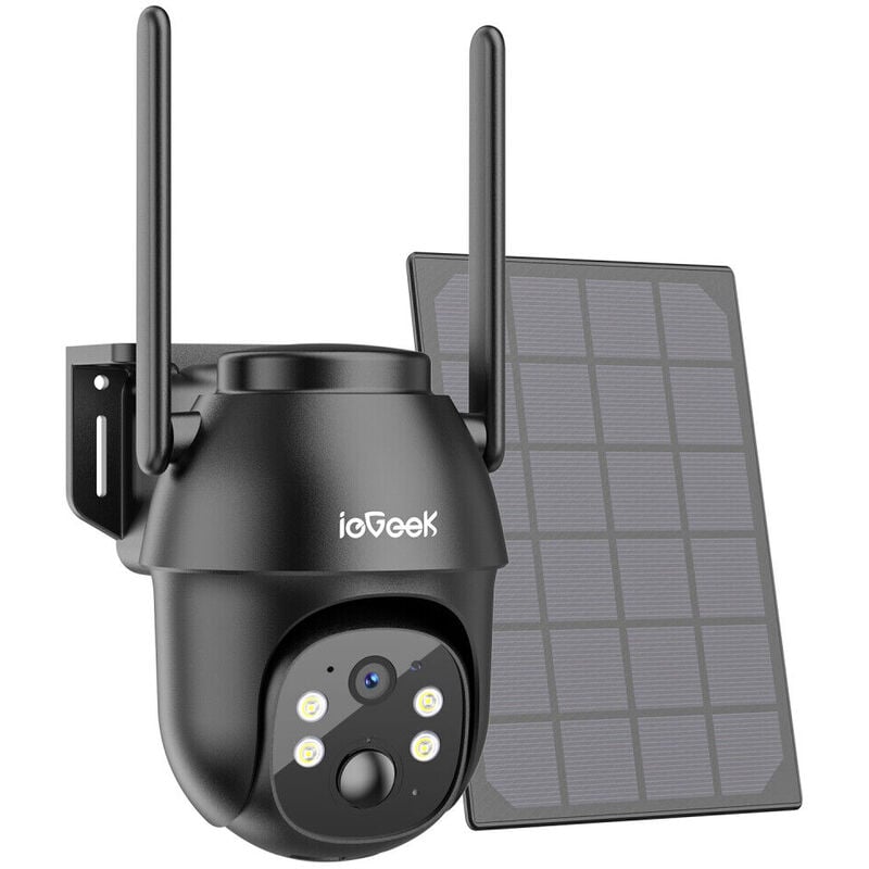 3G/4G Caméra Surveillance Exterieure avec Carte sim 2K lte Camera Solaire sans Fil avec 3W Panneau Solaire, Noir - black - Iegeek