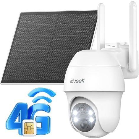 ieGeek 4G LTE Camera de Surveillance Exterieur sans Fil, 2K HD Camera Solaire avec Carte SIM sans WiFi