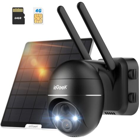 ieGeek 4G LTE Überwachungskamera Aussen 2K 3MP SIM-Kartenslot & 64GB SD 355°/120° PTZ