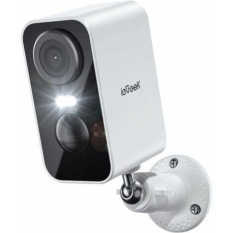Iegeek – Caméra de surveillance extérieure 2K WiFi sans fil – Vision nocturne couleur – Détection AI/PIR – Audio bidirectionnel – Étanchéité IP65