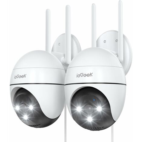 Iegeek – Caméra de surveillance extérieure 3MP WiFi – Vision nocturne couleur – Détection humaine – Étanchéité IP65 – Angle de vue 360°