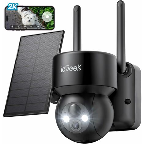Iegeek – Caméra de surveillance WiFi extérieure 2K solaire – Vision nocturne couleur – Détection humaine PIR – Angle de vue 120° – Installation rapide