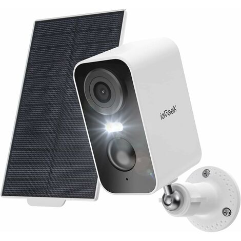 Iegeek – Caméra solaire 2K avec vision nocturne couleur – Détection mouvement AI – Audio bidirectionnel – Angle de 130° – Étanchéité IP65