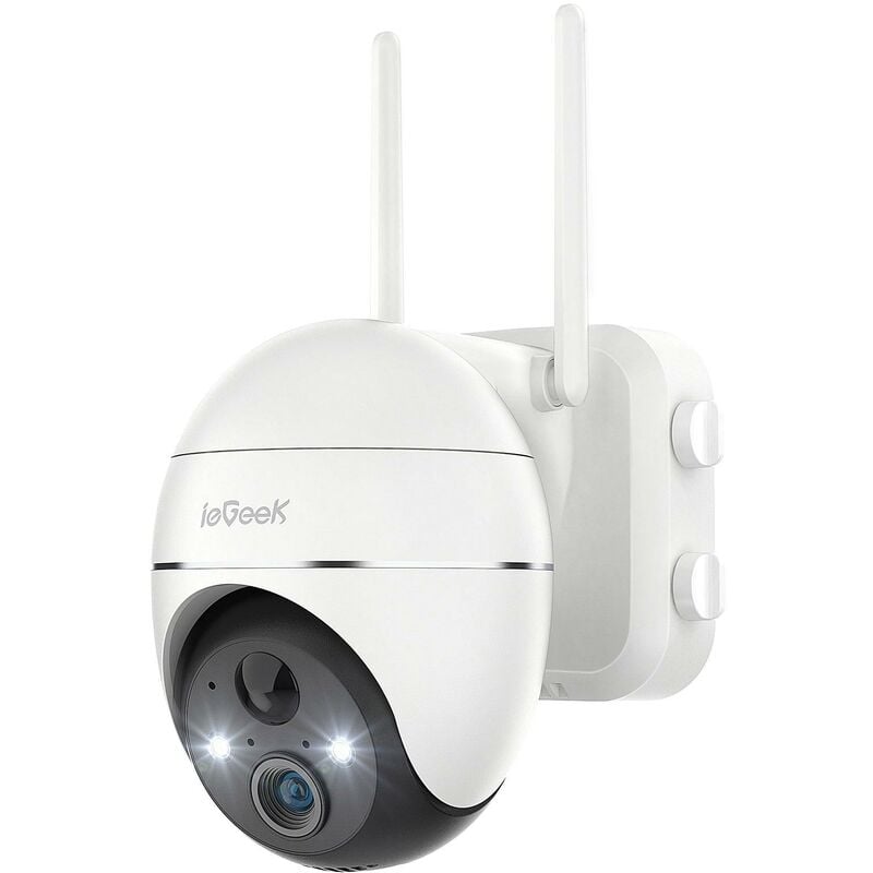 Caméra Surveillance WiFi Extérieure Caméra ip Batterie Vision Nocturne Couleur pir Détection de Mouvement - white - Iegeek