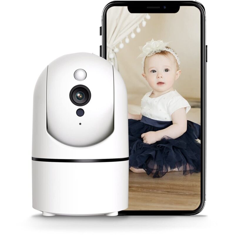 Caméra Surveillance WiFi Intérieure Caméra 360° Connectée Smartphone 1080P - white - Iegeek