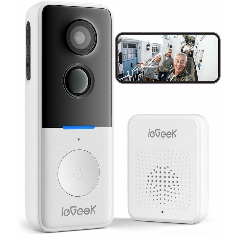 ieGeek Sonnette vidéo sans fil avec carillon – Caméra de sonnette HD 1080P sonnette de sécurité intelligente pour la maison détection PIR