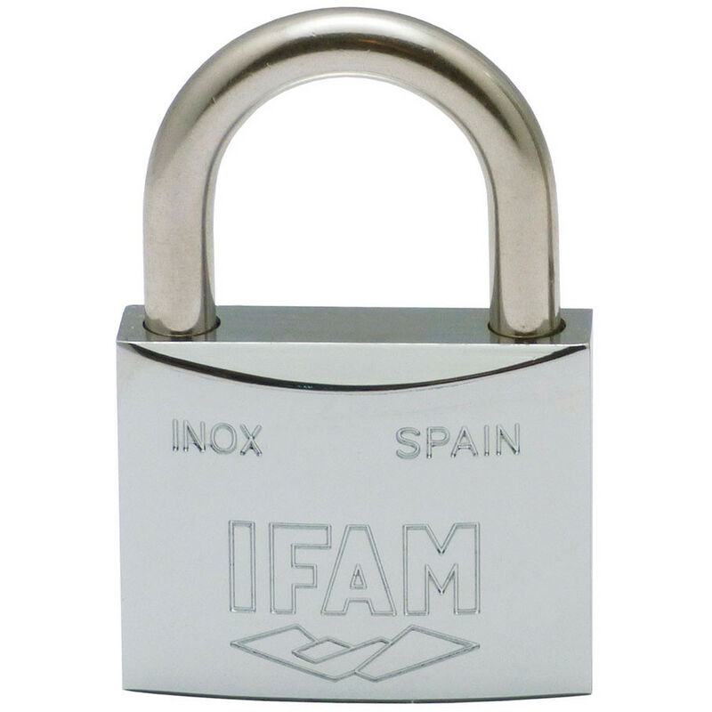 Cadenas en acier inoxydable 60. 60mm. avec 2 clés. arc normal. Ifam