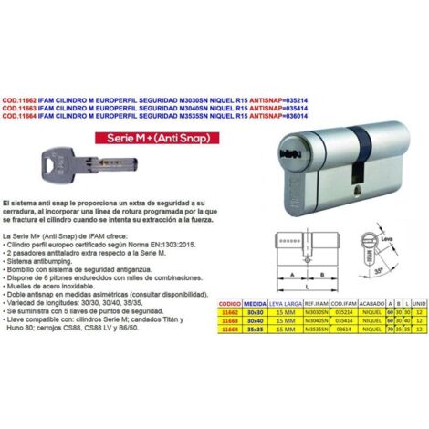 IFAM CILINDRO M EUROPERFIL SEGURID.M3030S NQ R15 ANTISNAP=035214