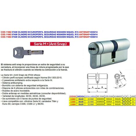 IFAM CILINDRO M EUROPERFIL SEGURID.M3535S NQ R15 ANTISNAP=036014