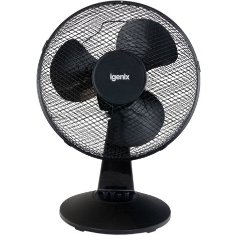 Igenix 12 Inch Desk Fan, 3 Speeds, Black - DF1210BL