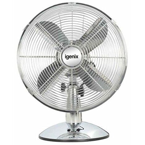 Igenix 12 Inch Desk Fan, 3 Speeds, Chrome - DF1250