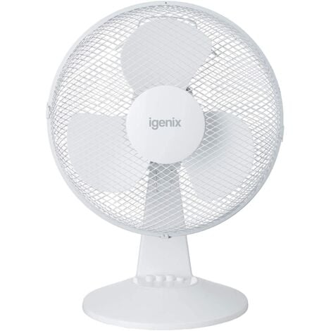 Igenix 12 Inch Desk Fan, 3 Speeds, White - DF1210