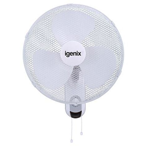 Igenix 16 Inch Wall-Mounted Fan, 3 Speeds, White - DF1656