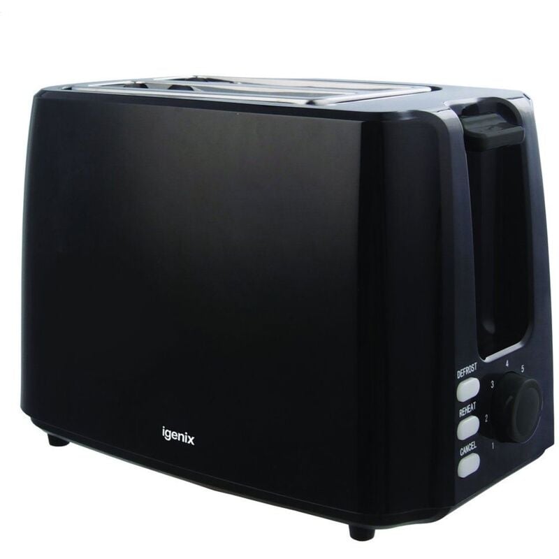 Igenix 2 Slice Toaster, Defrost & Reheat Function, Black - IG3012