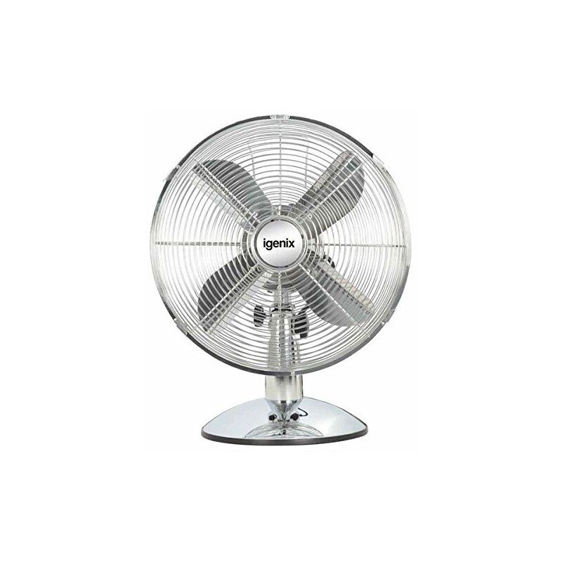 Igenix - 12 Inch Desk Fan, 3 Speeds, Chrome - DF1250