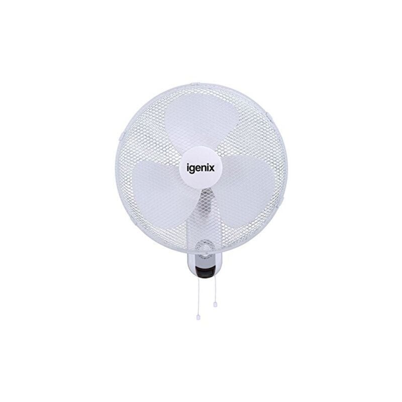 16 Inch Wall-Mounted Fan, 3 Speeds, White - DF1656 - Igenix