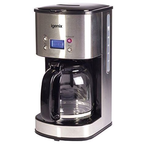 Igenix Digital Filter Coffee Machine, 24 Hour Timer, Stainless Steel - IG8250