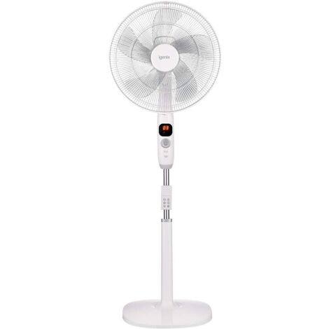 Igenix Digital Pedestal Fan, Ultra Quiet, Timer & Remote Control, 16 Inch, White - DF1670