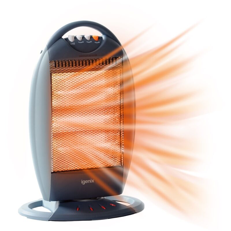 Electric Halogen Heater, 3 Heat Settings, 1200W, Grey - IG9514 - Igenix