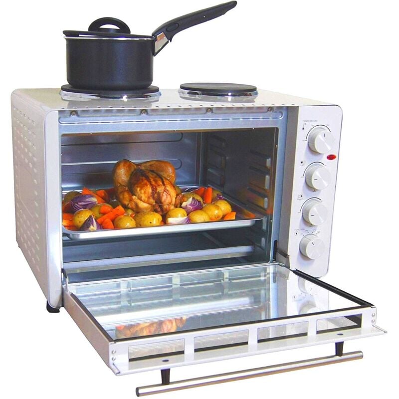 Igenix - Electric Mini Oven with Hotplate Hobs, 45 Litres - IG7145