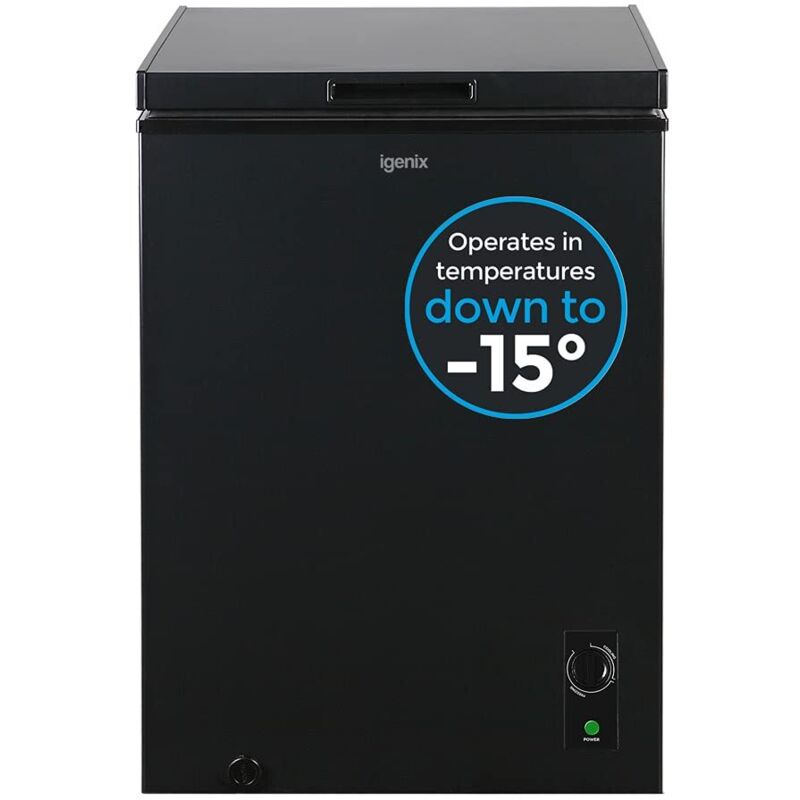 Igenix - Freestanding Chest Freezer, 99 Litre, Black - IG100B