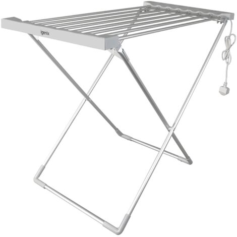 Igenix IGHA068S Foldable Electric Heated Airer, Anti Sleep Feet, 8 Heated Tubes, Water Proof Switch with Power Indicator Light, Holds up to 10kg of Washing with 6 Metres of Drying Space