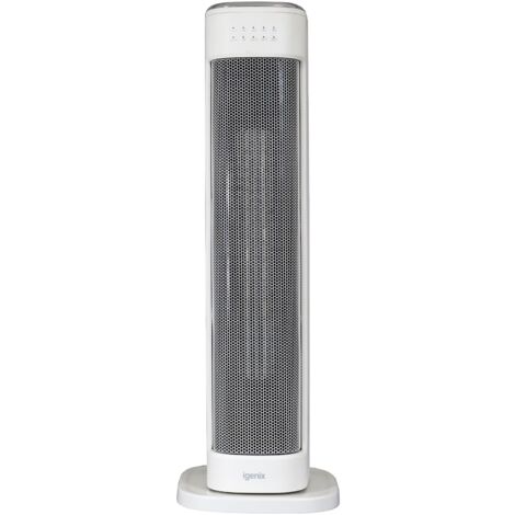 Igenix IGHT020DW Oscillating Tower Fan Heater With 15 Hour Timer and 30 Second Auto Delay Shutdown, 2000 W, 3 Heat Modes, Overheat Protection, Touch Button and Remote Control