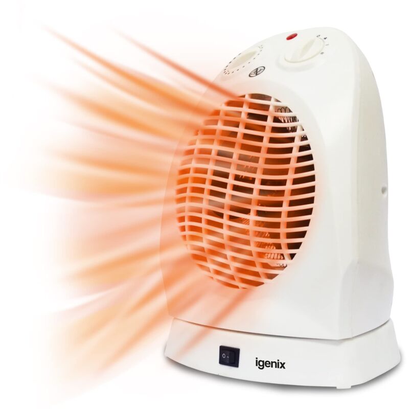 Igenix Oscillating Fan Heater, 2 Heat Settings, 2000W, White - IG9021