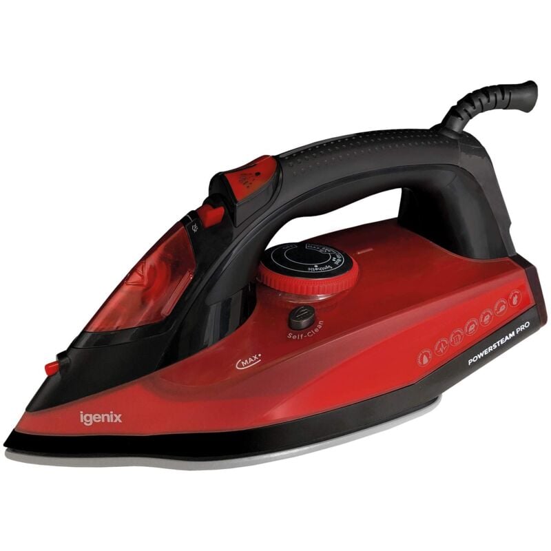 PowerSteam Steam Iron, 2600W, Red/Black - IG3126 - Igenix