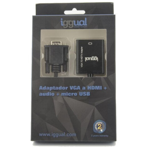 iggual Adaptador VGA a HDMI + audio + microUSB 0.25m negro