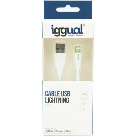 iggual cable USB-A/Lightning 100 cm blanco