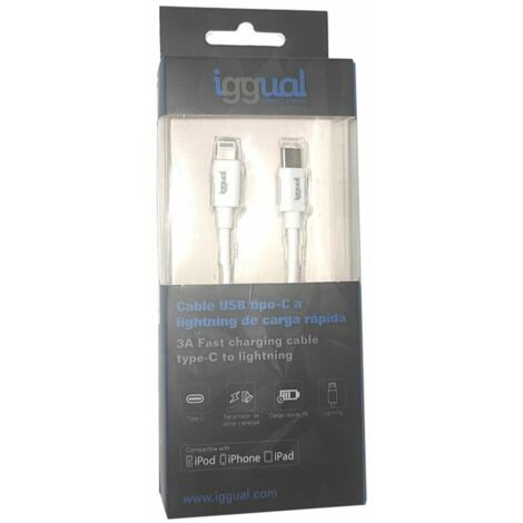 iggual cable USB-C/Lightning 100 cm blanco Q3.0 3A
