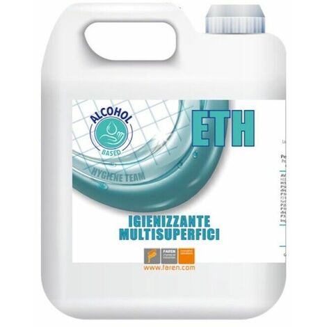 Igienizzante eth per superfici detergente liquido pulizia base alcol faren  5 lt