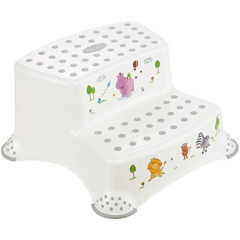 Keeeper - Tabouret Igor avec 2 marches, Hippo White, 40 x 37 x 21 cm