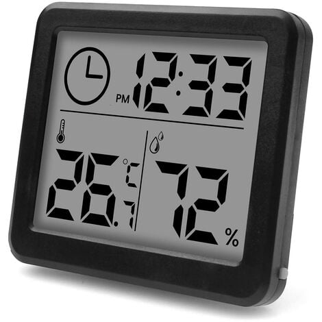 Trevi OM3520D Black Orologio Digitale Calendario Temperatura Umidità da  Parete o Tavolo