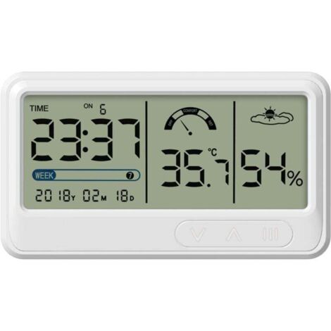 Igrometro digitale, termometro e igrometro elettronico con display LCD per ora e data, termometro-igrometro per interni con supporto per serra da giardino.