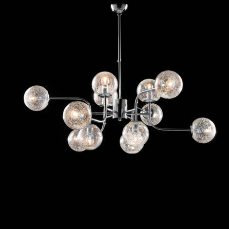 Ikarus Lampe À Suspension En Fer Chromé Poli 12 Lumières 94 D.105 Bl213-12-Cr